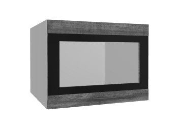 Лофт ВПГСФ 600 шкаф верхний горизонтальный со стеклом высокий с фотопечатью (Дуб бурый/корпус Серый) в Подгорном - podgornyj.mebel54.com | фото