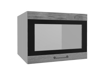 Лофт ВПГСФ 600 шкаф верхний горизонтальный со стеклом высокий с фотопечатью (Дуб цикорий/корпус Серый) в Подгорном - podgornyj.mebel54.com | фото