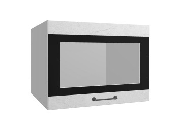 Лофт ВПГСФ 600 шкаф верхний горизонтальный со стеклом высокий с фотопечатью (Штукатурка белая/корпус Серый) в Подгорном - podgornyj.mebel54.com | фото