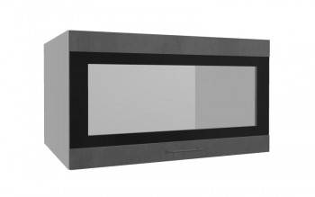 Лофт ВПГСФ 800 шкаф верхний горизонтальный со стеклом высокий с фотопечатью (Бетон темный/корпус Серый) в Подгорном - podgornyj.mebel54.com | фото