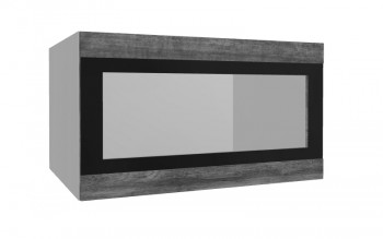 Лофт ВПГСФ 800 шкаф верхний горизонтальный со стеклом высокий с фотопечатью (Дуб бурый/корпус Серый) в Подгорном - podgornyj.mebel54.com | фото