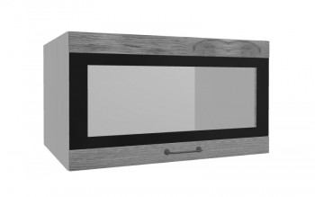Лофт ВПГСФ 800 шкаф верхний горизонтальный со стеклом высокий с фотопечатью (Дуб цикорий/корпус Серый) в Подгорном - podgornyj.mebel54.com | фото