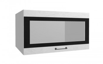 Лофт ВПГСФ 800 шкаф верхний горизонтальный со стеклом высокий с фотопечатью (Штукатурка белая/корпус Серый) в Подгорном - podgornyj.mebel54.com | фото