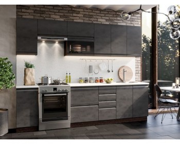 Модульная кухня Бруклин 2,8 м (Бетон черный/Венге) в Подгорном - podgornyj.mebel54.com | фото