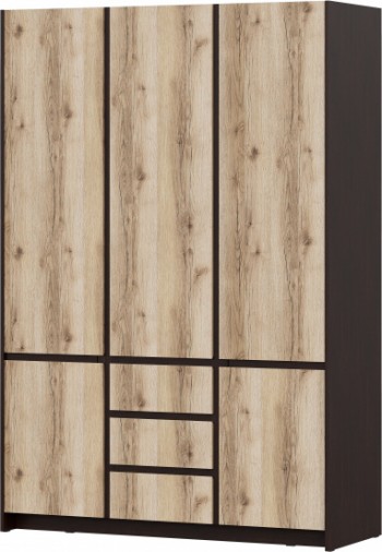 Модульная система "Прага" Шкаф для одежды трехстворчатый Дуб Венге/Дуб Делано в Подгорном - podgornyj.mebel54.com | фото