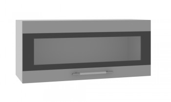 Норд ШВГС 800 Шкаф верхний горизонтальный со стеклом (Софт черный/корпус Белый) в Подгорном - podgornyj.mebel54.com | фото
