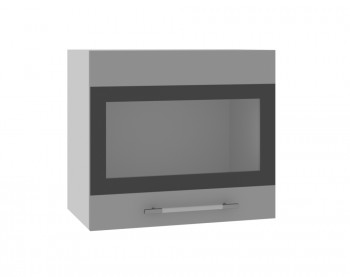 Олива ВПГСФ 500 Шкаф верхний горизонтальный со стеклом с фотопечатью высокий (Ваниль глянец/корпус Серый) в Подгорном - podgornyj.mebel54.com | фото