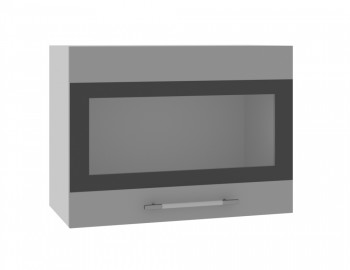 Олива ВПГСФ 600 Шкаф верхний горизонтальный со стеклом с фотопечатью высокий (Снег глянец/корпус Серый) в Подгорном - podgornyj.mebel54.com | фото