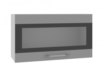 Олива ВПГСФ 800 Шкаф верхний горизонтальный со стеклом с фотопечатью высокий (Снег глянец/корпус Серый) в Подгорном - podgornyj.mebel54.com | фото