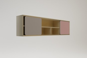 Полка между шкафами 1660 Грэйси (Розовый/Серый/корпус Клен) в Подгорном - podgornyj.mebel54.com | фото