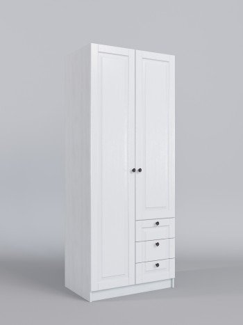 Шкаф 2-х створчатый с ящиками Классика (Белый/корпус Выбеленное дерево) в Подгорном - podgornyj.mebel54.com | фото