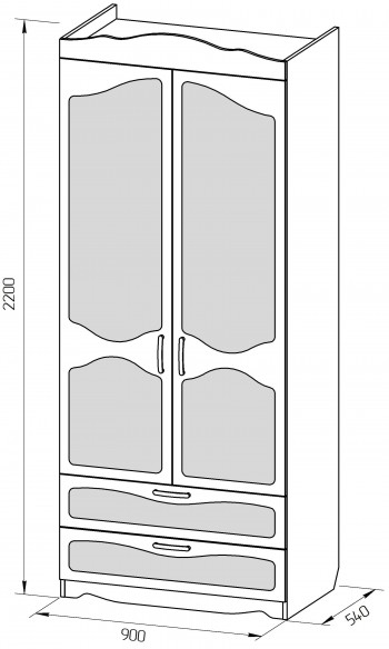 Шкаф 2-х створчатый с ящиками серии Иллюзия 32 Фиолетовый в Подгорном - podgornyj.mebel54.com | фото