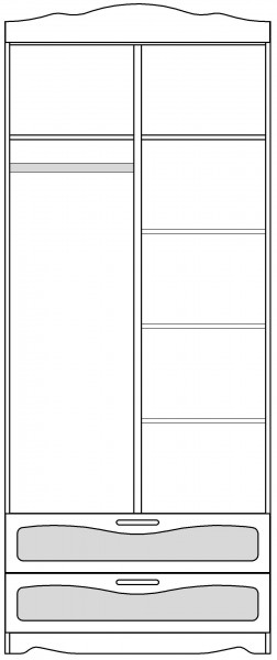 Шкаф 2-х створчатый с ящиками серии Иллюзия 99 Серый в Подгорном - podgornyj.mebel54.com | фото