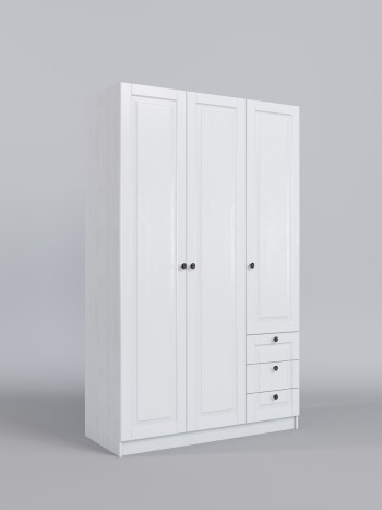 Шкаф 3-х створчатый с ящиками Классика (Белый/корпус Выбеленное дерево) в Подгорном - podgornyj.mebel54.com | фото