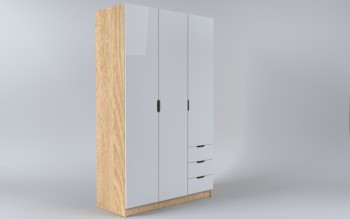 Шкаф 3-х створчатый с ящиками Лофт (Белый/корпус Дуб Сонома) в Подгорном - podgornyj.mebel54.com | фото
