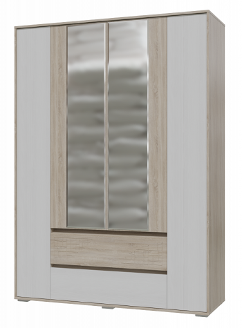 Шкаф 4-х дверный с ящиками Мальта 1600 Дуб сонома/Рамух белый в Подгорном - podgornyj.mebel54.com | фото