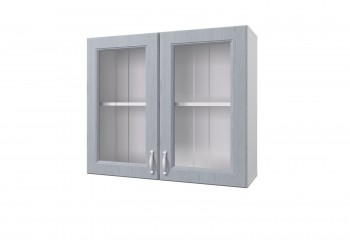Шкаф 80 с 2-мя витринами Принцесса (Серый/корпус Белый) в Подгорном - podgornyj.mebel54.com | фото