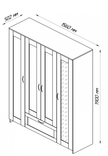 Шкаф четырехдверный Сириус с 1 зеркалом и 1 ящиком белый в Подгорном - podgornyj.mebel54.com | фото