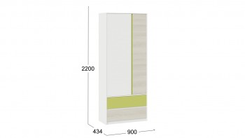 Шкаф для одежды комбинированный «Сканди» Дуб Гарден/Белый/Зеленый в Подгорном - podgornyj.mebel54.com | фото