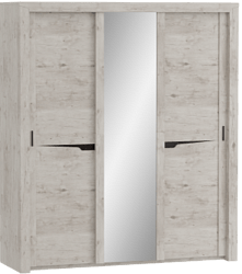Шкаф трехдверный Соренто с раздвижными дверями Дуб бонифаций/Кофе структурный матовый в Подгорном - podgornyj.mebel54.com | фото