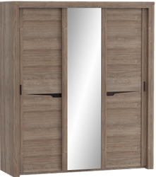 Шкаф трехдверный Соренто с раздвижными дверями Дуб стирлинг/Кофе структурный матовый в Подгорном - podgornyj.mebel54.com | фото