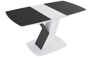 Стол обеденный «Гарда» Тип 1 (Белый/Стекло матовое черный графит) в Подгорном - podgornyj.mebel54.com | фото