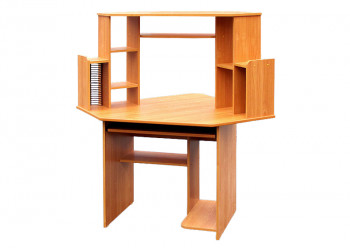 Угловой компьютерный стол (Вишня Оксфорд) в Подгорном - podgornyj.mebel54.com | фото